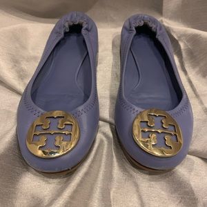 Tory Burch Ballet Flats Womens Size 7 Blue Minnie Travel Slip On Casual Comfort